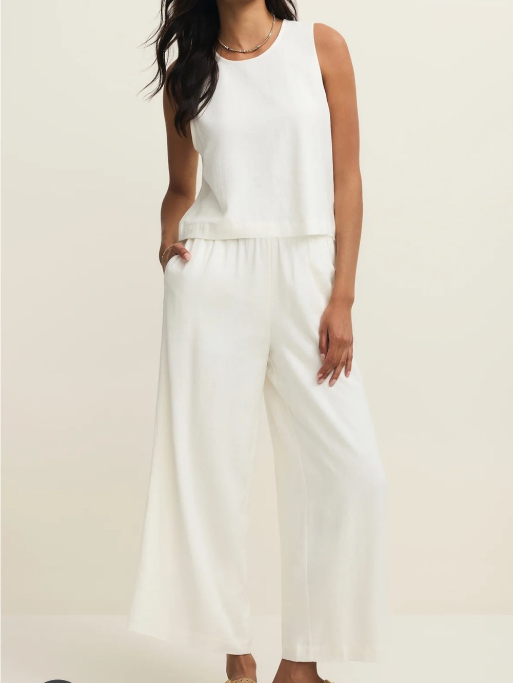 Z Supply "Scout" Linen Pants in Ivory, M